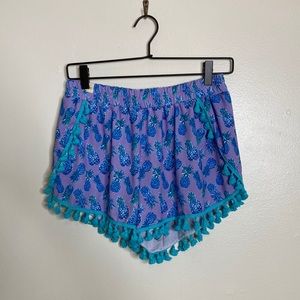 Simply Southern tassel shorts with pineapple print